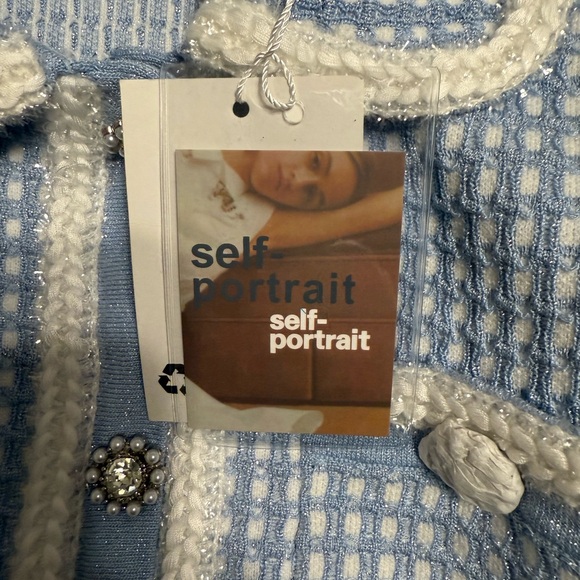 Self-Portrait Blue Tweed Dress Size UK 10 / US 6 - Picture 7 of 8